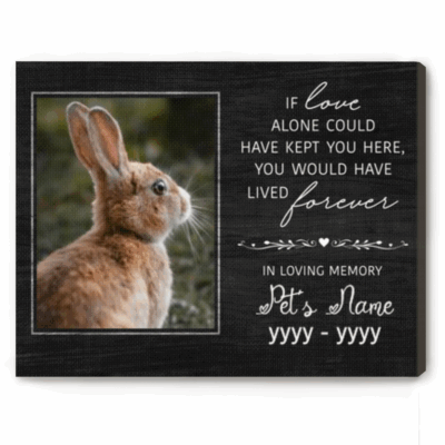 Personalized rabbit memorial canvas with photo and name – sympathy gift for bunny owners and remembrance keepsake.