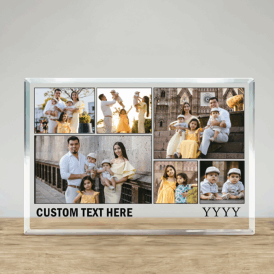 Personalized travel photo collage acrylic plaque – custom travel memories keepsake gift for travelers.