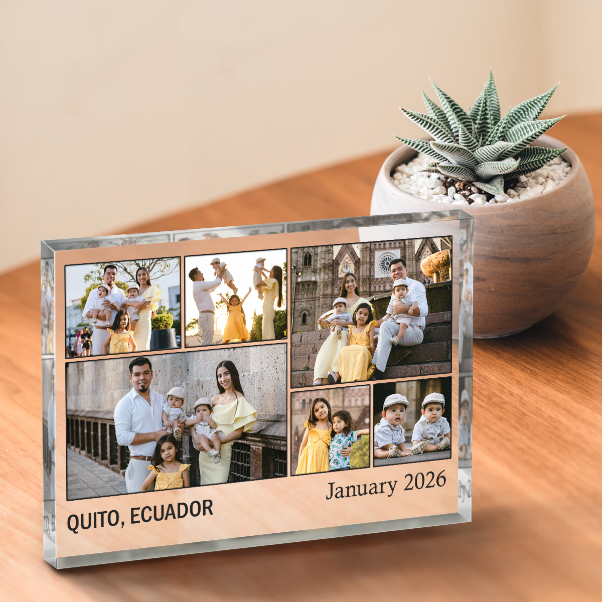 Personalized travel photo collage acrylic plaque – custom travel memories keepsake gift for travelers.