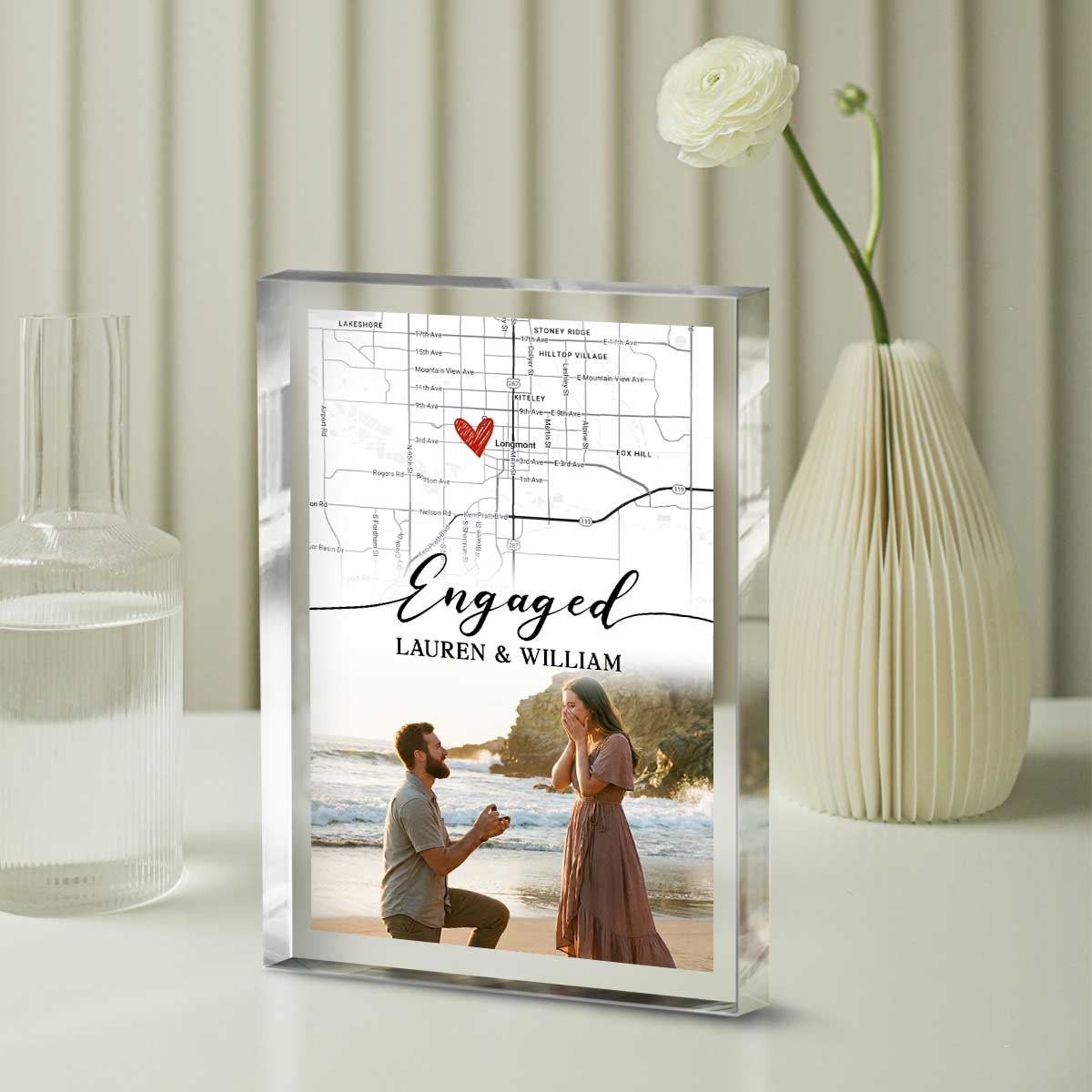 Custom Engagement Map Acrylic Plaque - Personalized Photo Location Keepsake, Proposal Gift for Couples, Engagement Gift for Him Her 1 Custom engagement map acrylic plaque with photo – personalized location keepsake and engagement gift for couples.