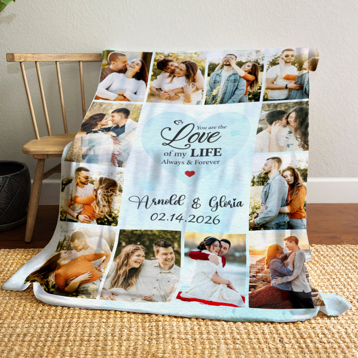 3 Photo Collage Personalized 90x90 Plush Queen Fleece Blanket For Him