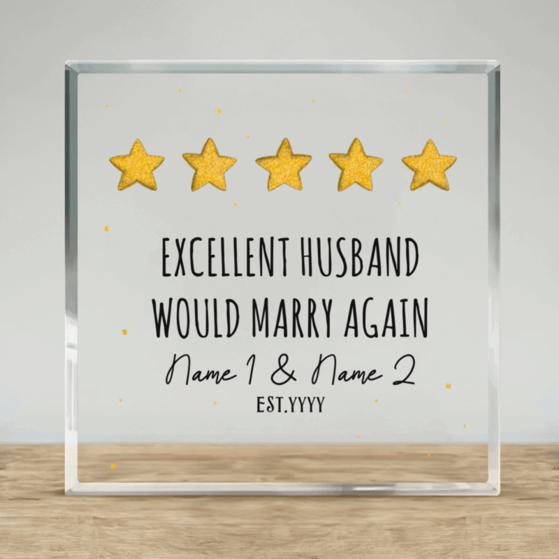 Personalized husband rating acrylic plaque – funny anniversary and Valentine’s Day gift for husband.