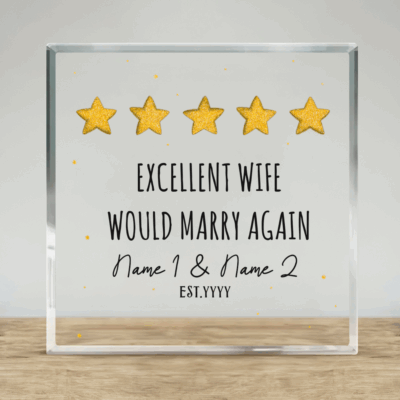 Personalized wife rating acrylic plaque – funny anniversary and Valentine’s Day gift for wife.