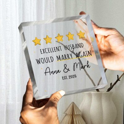 Personalized husband rating acrylic plaque – funny anniversary and Valentine’s Day gift for husband.