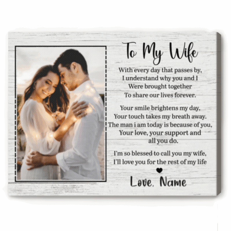 To my wife personalized canvas print – romantic anniversary and Valentine’s Day gift from husband.