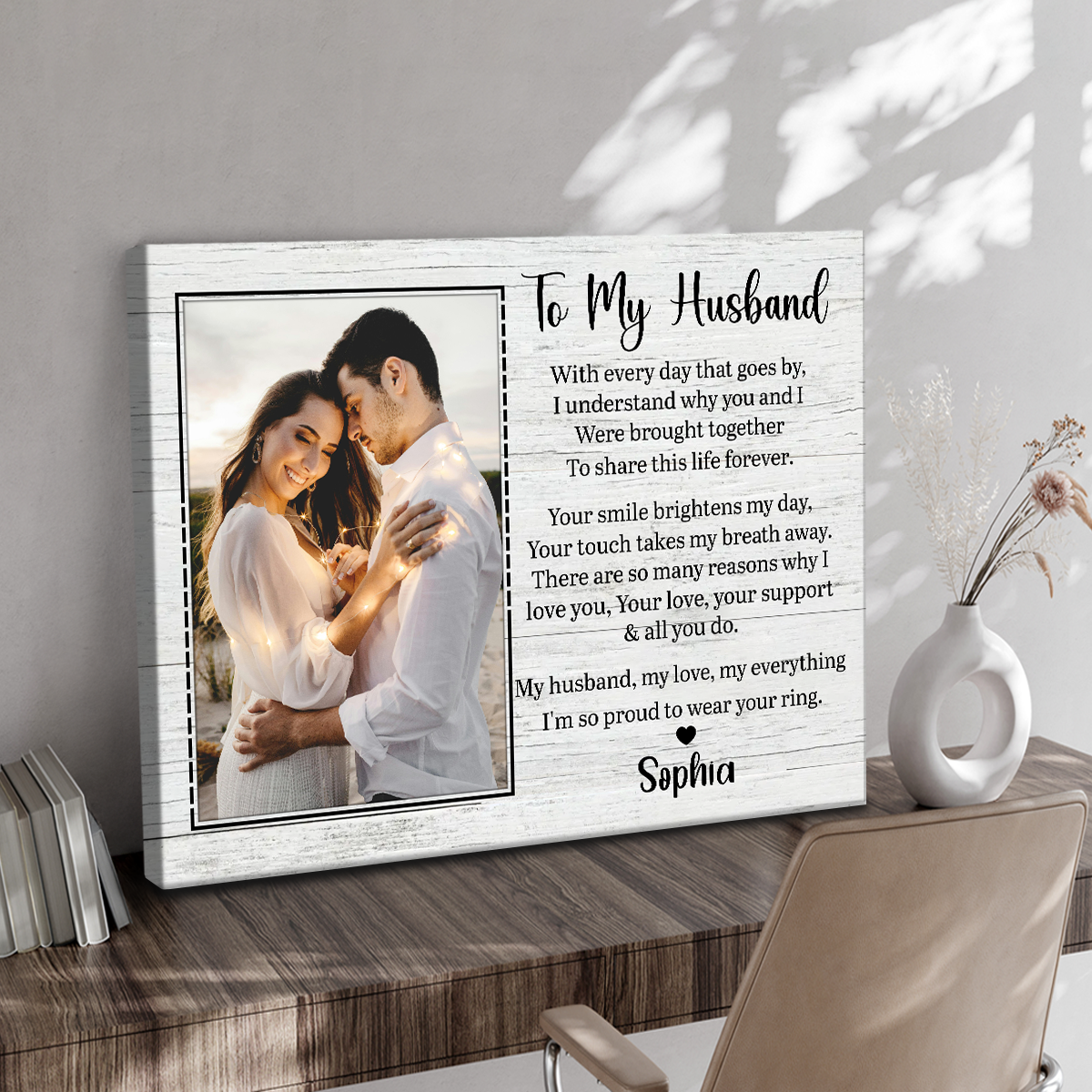 To my husband personalized canvas print – romantic anniversary and Valentine’s Day gift from wife.