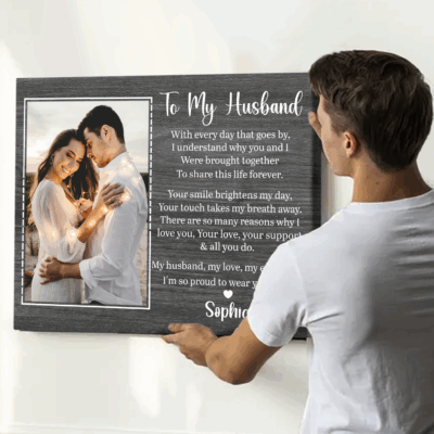 To my husband personalized canvas prints – romantic anniversary and Valentine’s Day gift from wife.