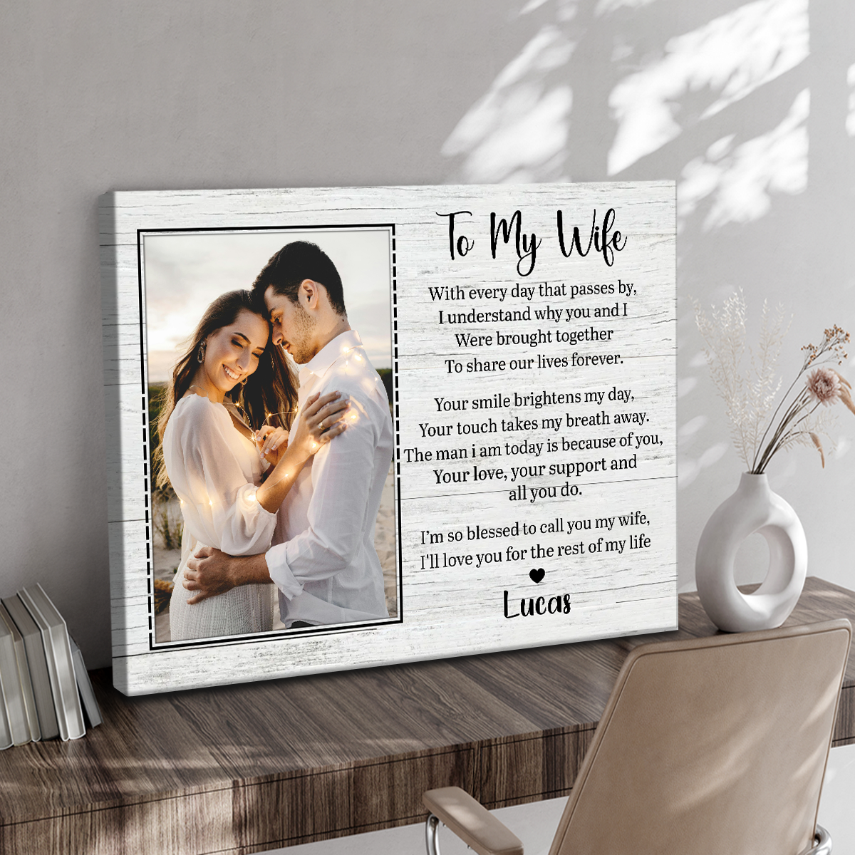 To my wife personalized canvas print – romantic anniversary and Valentine’s Day gift from husband.