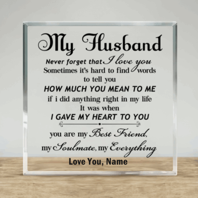 Personalized To my husband plaque – romantic Valentine’s Day keepsake gift from wife with love message.