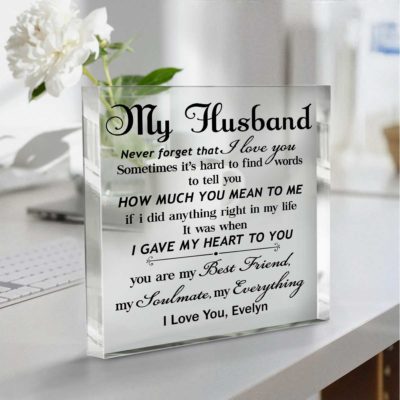 Personalized To my husband plaque – romantic Valentine’s Day keepsake gift from wife with love message.