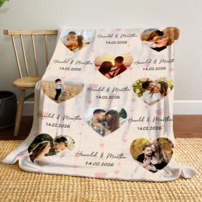Personalized Couple Blanket With Pictures, Couple Custom Blanket With photo, Valentine's Day Present, Blanket Wedding Gift