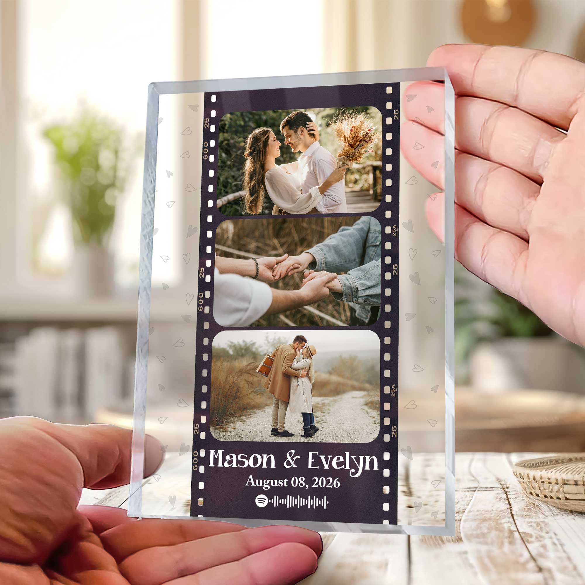 Personalized photo strip acrylic plaque – custom memory film roll gift for Valentine’s Day and anniversary.