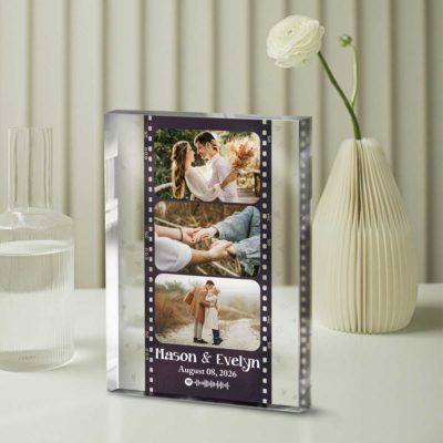 Personalized photo strip acrylic plaque – custom memory film roll gift for Valentine’s Day and anniversary.