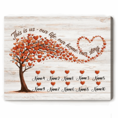 Custom This is us Sign with Names, Valentines Gift For Her, Family Name Sign, Farmhouse Style Canvas, Housewarming New Home Gift