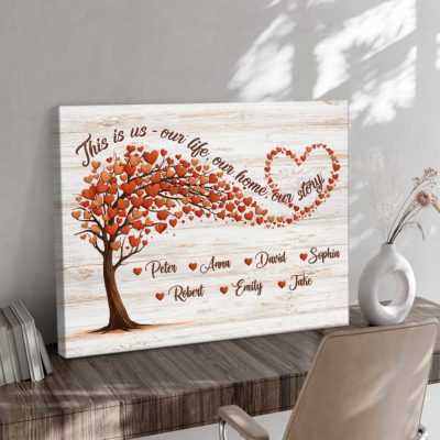 Custom This is us Sign with Names, Valentines Gift For Her, Family Name Sign, Farmhouse Style Canvas, Housewarming New Home Gift