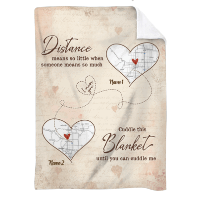 Custom long distance relationship blanket – personalized Valentine’s gift for couples living apart.