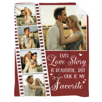 Personalized Couple Blanket with Film Strip Photos, Custom Love Story Gift, Wedding & Anniversary Gift