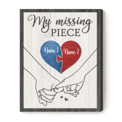 Personalized my missing piece sign – puzzle piece couple gift and romantic Valentine’s or anniversary keepsake.