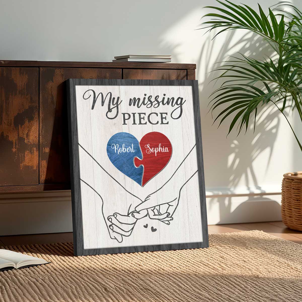 Personalized my missing piece sign – puzzle piece couple gift and romantic Valentine’s or anniversary keepsake.