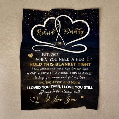 Personalized couple blanket with romantic love message – Valentine and anniversary gift for husband and wife.