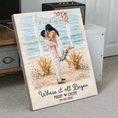 Couple Proposal Portrait, Custom Watercolor Painting From Photo Canvas, Engagement Gift, Anniversary Gift, Valentinesday Gifts