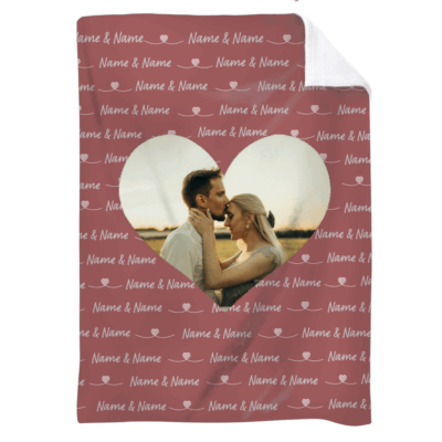 Personalized Couple Name Blanket With Photo, Custom Blanket for Couple, Boy Friend and Girl Friend Gifts, Couple Keepsake