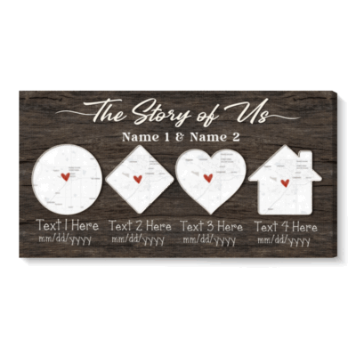 Personalized our love story map print – couple timeline wall art and romantic Valentine or first home gift for couples.