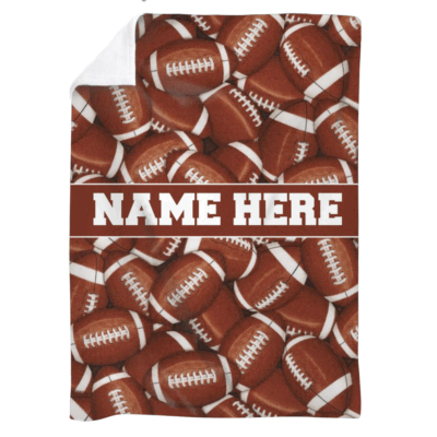 Personalized football blanket with custom name – football fan throw gift for boys and girls, school team sports bedding.