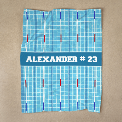 Personalized swimming blanket with custom name – swim team fan gift, competitive swimming sports bedding for kids or adults.