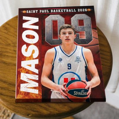 Custom basketball senior portrait canvas with personalized player photo, name, and number – senior night gift for basketball players.