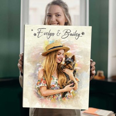 Personalized Watercolor Pet Photo Canvas Print, Custom Memorial Keepsake, Dog Loss Gift, Gift Memory Dog