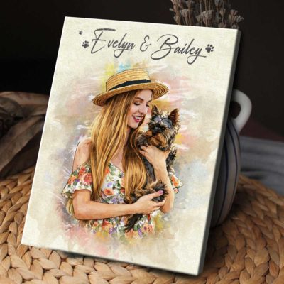 Personalized Watercolor Pet Photo Canvas Print, Custom Memorial Keepsake, Dog Loss Gift, Gift Memory Dog