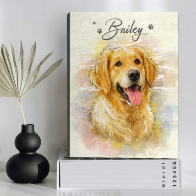 Personalized Watercolor Pet Photo Canvas Print, Custom Memorial Keepsake, Dog Loss Gift, Gift Memory Dog
