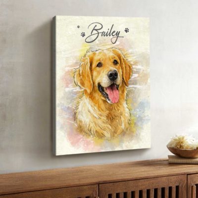 Personalized Watercolor Pet Photo Canvas Print, Custom Memorial Keepsake, Dog Loss Gift, Gift Memory Dog