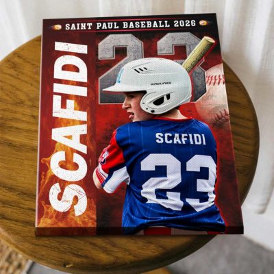 Custom baseball senior portrait canvas with personalized player photo, name and number, Senior Night wall art gift for baseball players.