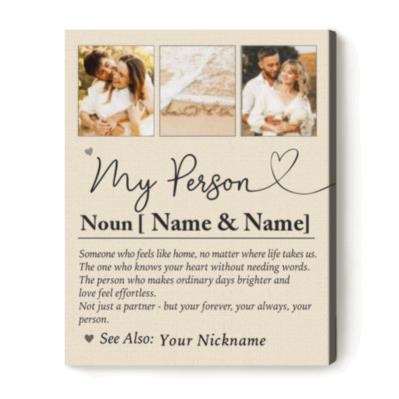 My Person Definition Photo Canvas, Custom Photo Gift, Romantic Keepsake, Anniversary Wedding Gifts, Valentine Gift
