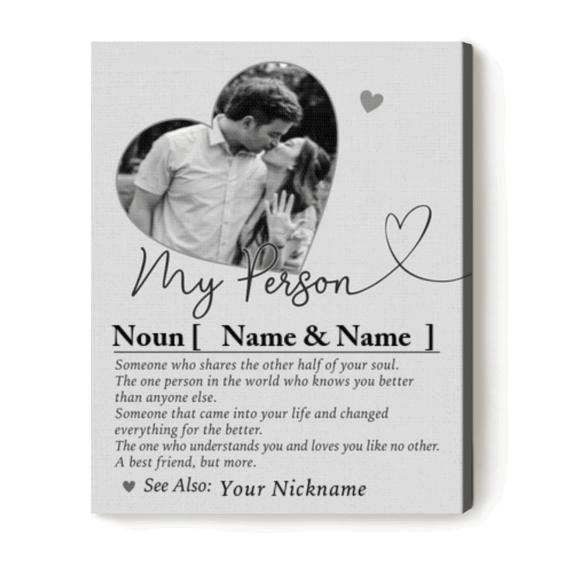 My Person Definition Personalized Picture Canvas, Photo Gift for Him, Anniversary Gift, Valentines Gift for Him, Gift for Boyfriend