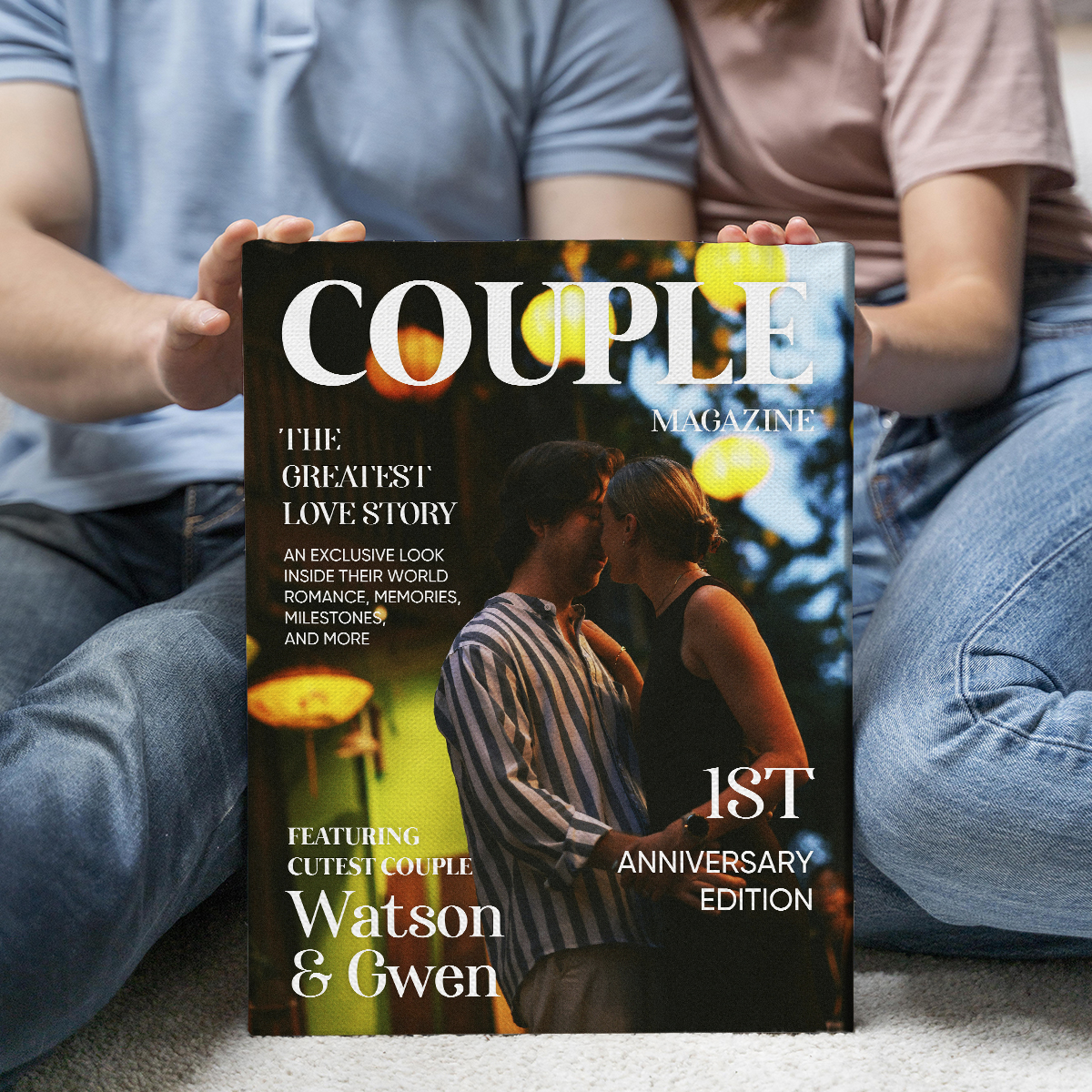Couple Magazine Personalized Canvas, Valentine Magazine Gift For Couple, Anniversary Gifts For Her, Boyfriend Girlfriend Gift