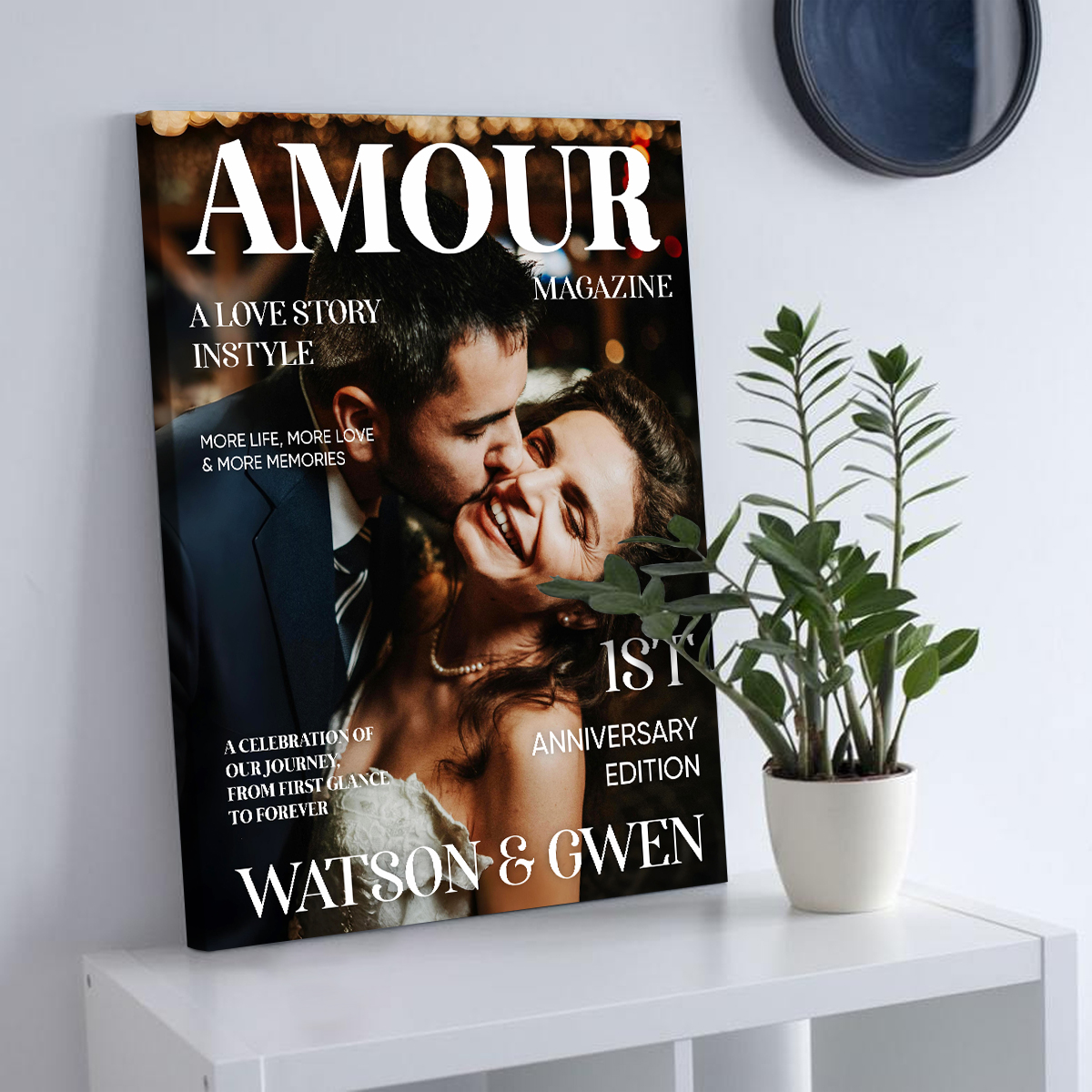 Editable Amour Magazine Couple Canvas, Personalized Gifts for Couples, Guy Valentines Gifts, Anniversary Gifts For Him