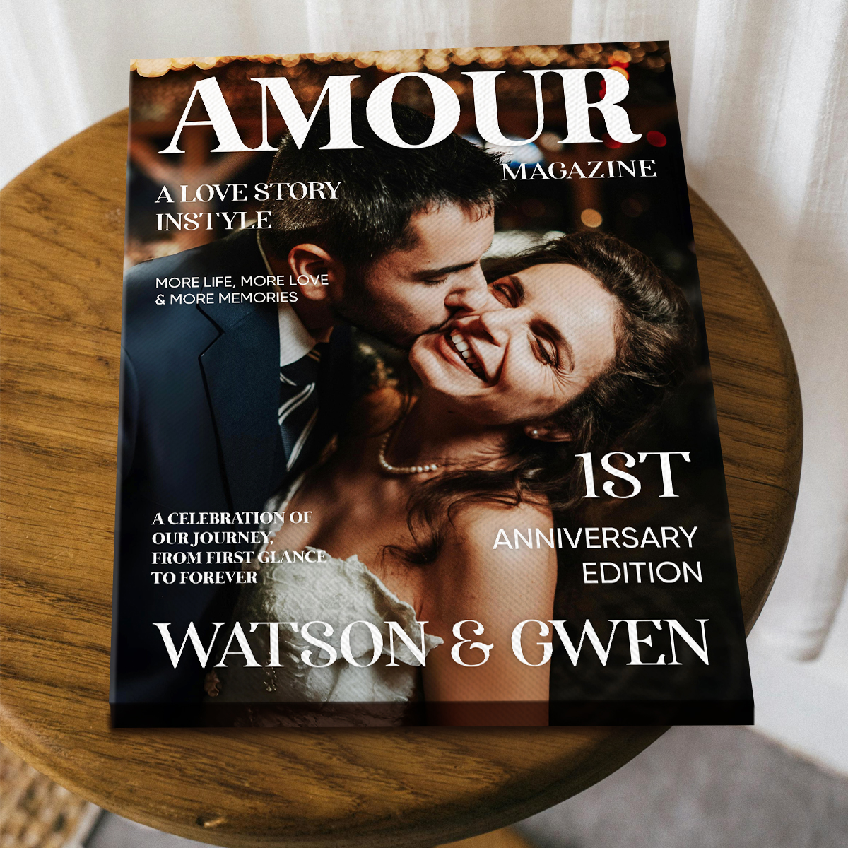 Editable Amour Magazine Couple Canvas, Personalized Gifts for Couples, Guy Valentines Gifts, Anniversary Gifts For Him