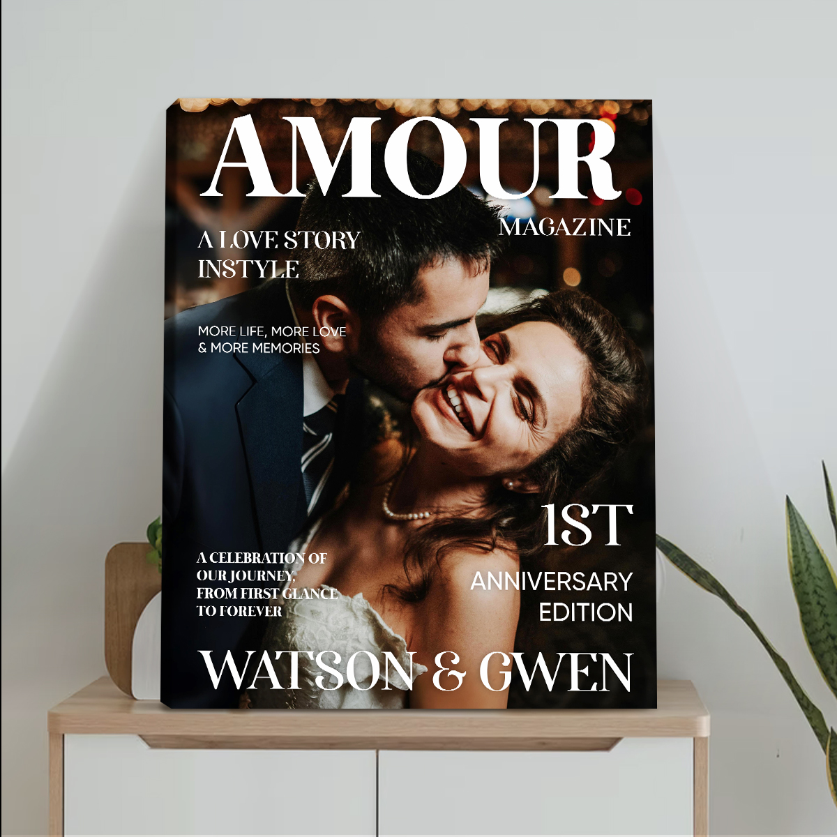 Editable Amour Magazine Couple Canvas, Personalized Gifts for Couples, Guy Valentines Gifts, Anniversary Gifts For Him