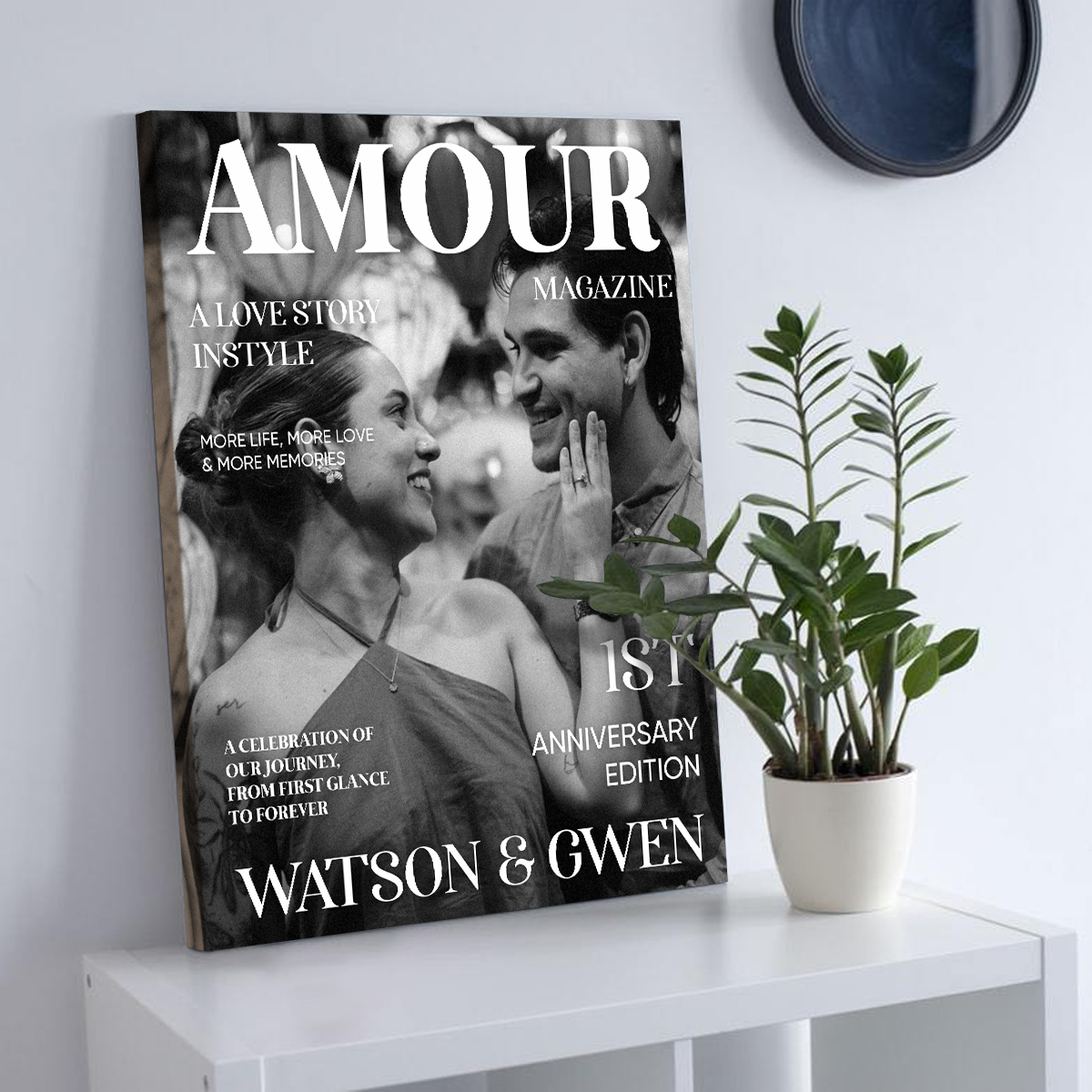 Editable Amour Magazine Couple Canvas, Personalized Gifts for Couples, Guy Valentines Gifts, Anniversary Gifts For Him