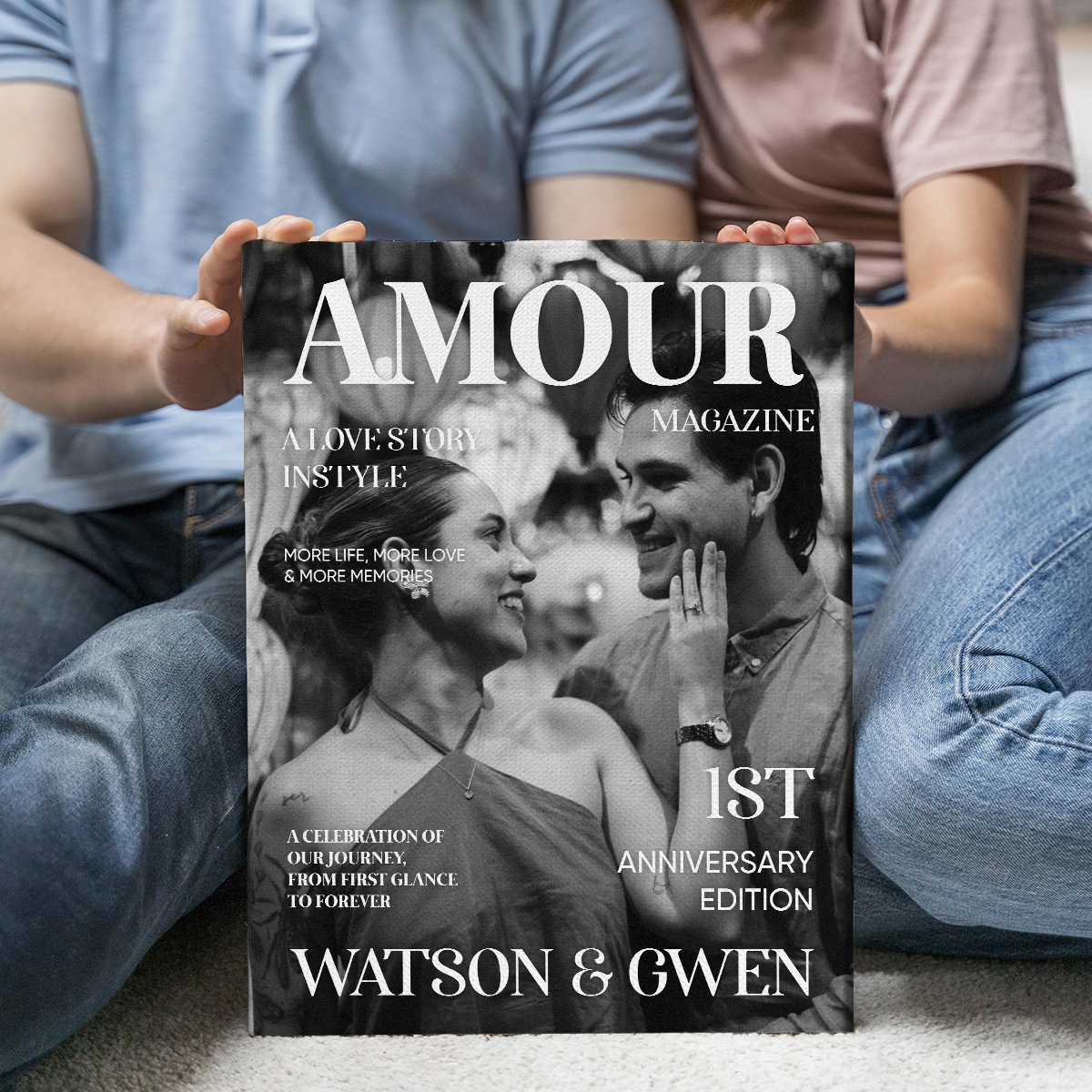Editable Amour Magazine Couple Canvas, Personalized Gifts for Couples, Guy Valentines Gifts, Anniversary Gifts For Him