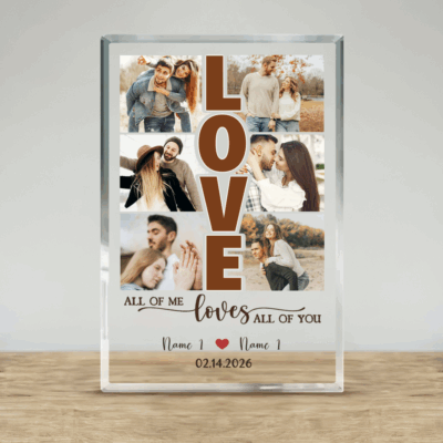 Personalized Couple Photo Collage Canvas - Anniversary Gift with LOVE design, custom photos, names and date, anniversary and Valentine’s Day gift for couples.