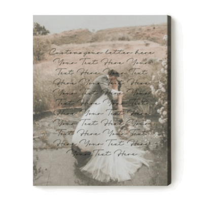 Valentines Day Love Letter Personalized Canvas, Custom Couple Photo Gifts with Poem Letter, Unique Gift for Wife, Anniversary Present