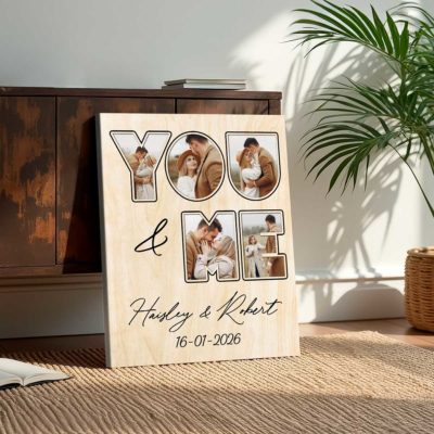 You And Me Photo Collage Canvas, Personalized Valentines Day Gift, Custom Couple Photo Gifts, Anniversary Gifts For Couples