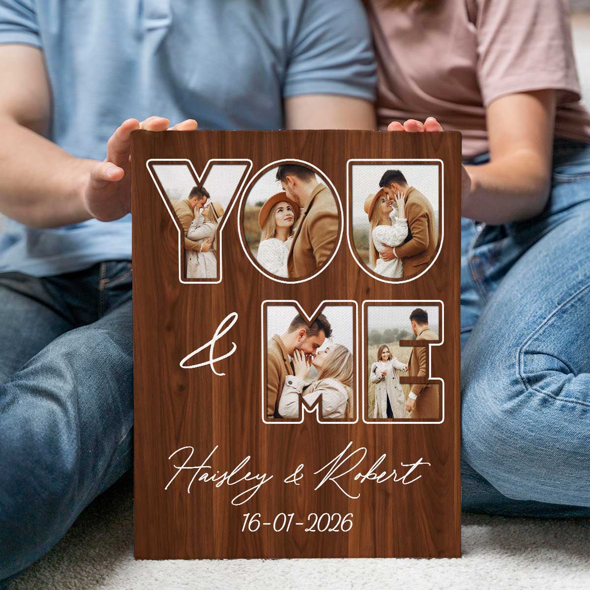 You And Me Photo Collage Canvas, Personalized Valentines Day Gift, Custom Couple Photo Gifts, Anniversary Gifts For Couples