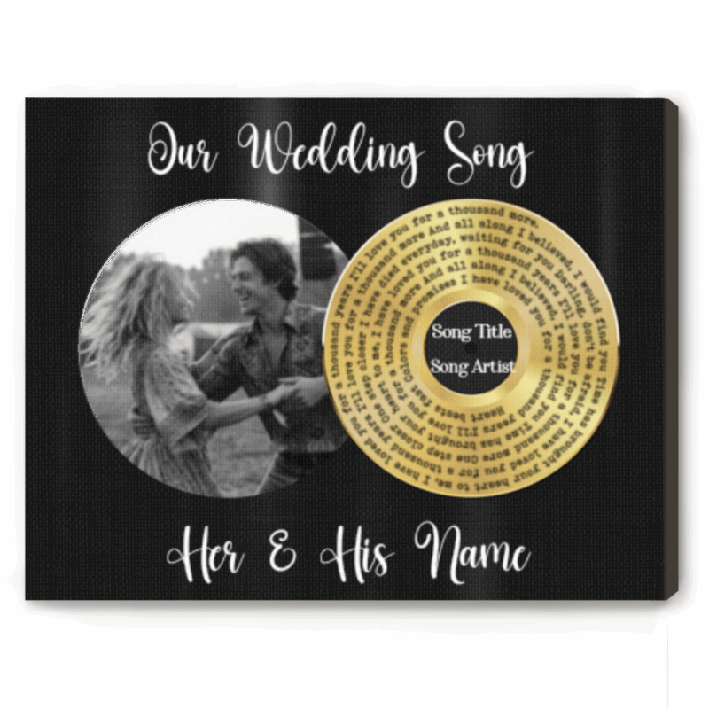 Our Wedding Song Lyrics Picture Canvas, Valentines Day Gifts, Our First Dance Song Lyrics Wall Art, Anniversary Photo Gifts For Him