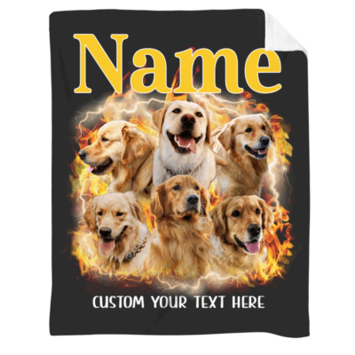 Personalized Dog Portrait Fleece Blanket, Custom Dog Blanket, Dog Remembrance Gift