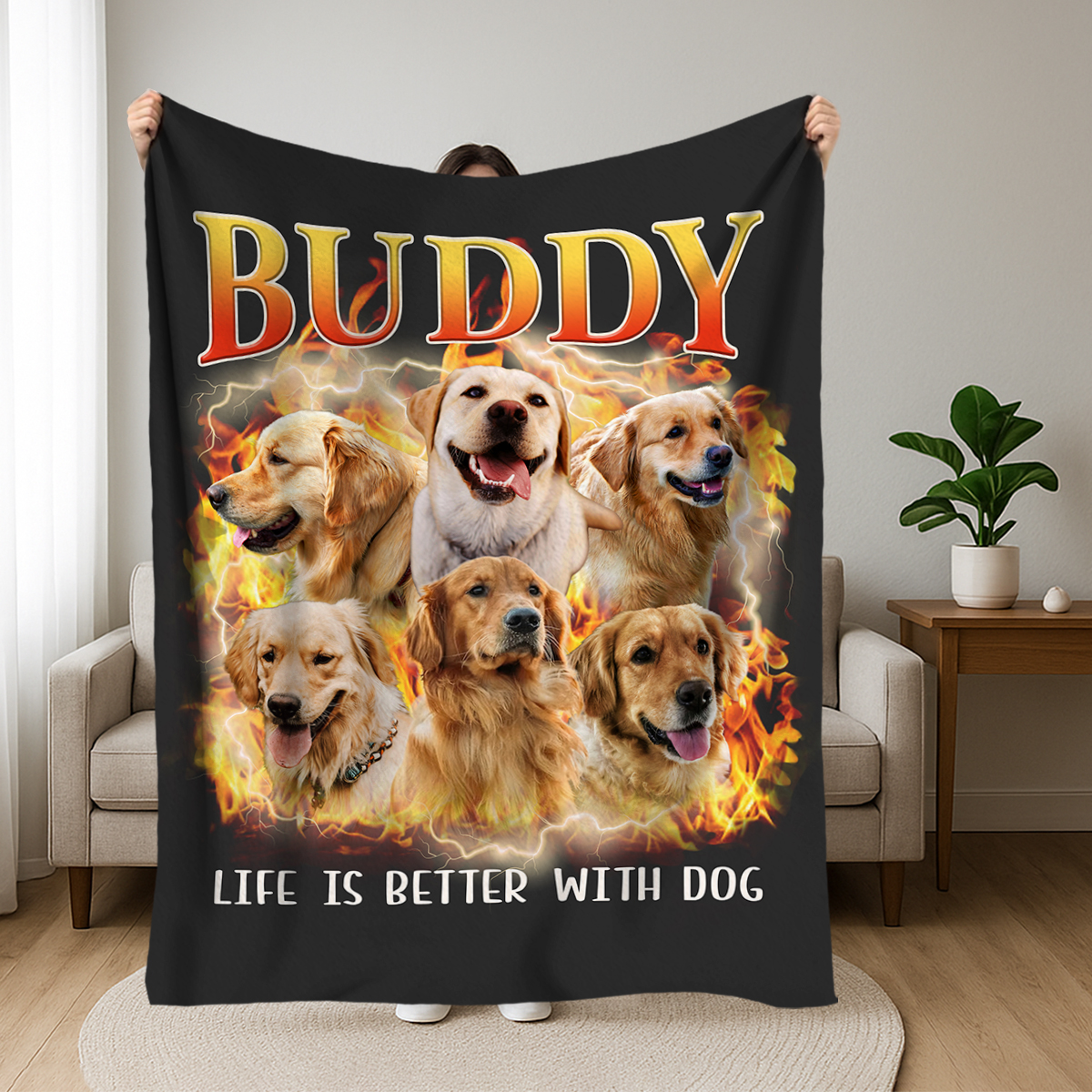 Personalized Dog Portrait Fleece Blanket, Custom Dog Blanket, Dog Remembrance Gift 1 Personalized Dog Portrait Fleece Blanket, Custom Dog Blanket, Dog Remembrance Gift